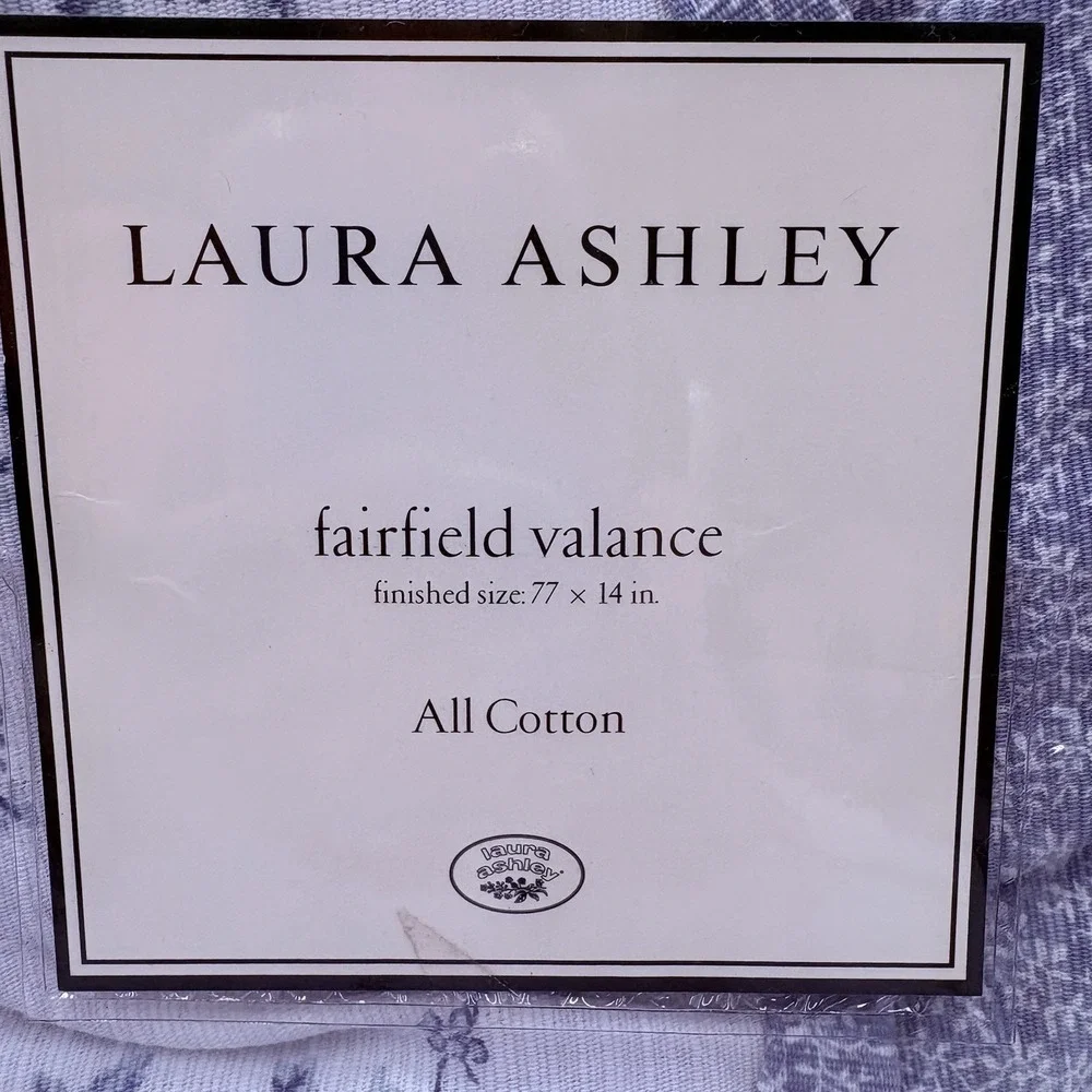 Vintage LAURA ASHLEY Sophia Fairfield Blue White Floral Valances 77x14 NEW